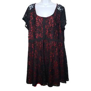 Torrid Black and Red Lace Mini Dress